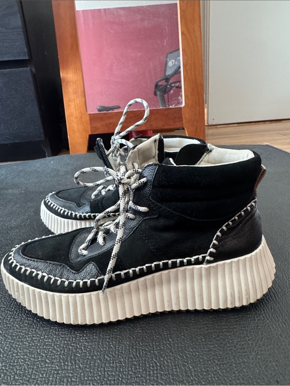 Dolce Vita Black and White Lace-Up High-Top Sneakers